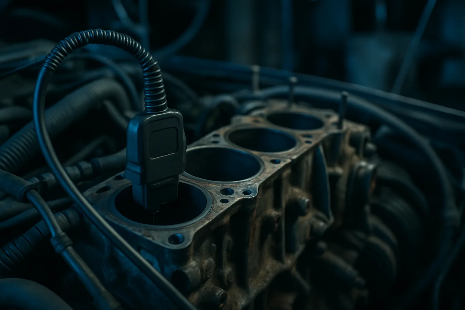 Engine block with diagnostic equipment